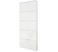 Habitdesign Zapatero alto Modelo Shoe Cabinet 5 puertas Blanco Brillo 15 pares 180x70x17 cm