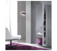 Habitdesign Zapatero de 1 Puerta con Espejo Modelo Kristal, Capacidad 16 Pares, Medidas: 180x50x20 cm, Color Blanco Brillo