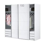 HABITMOBEL Armario Dormitorio Blanco 200 Puertas correderas, con Fondo DE 60cm con CAJONERAS Interiores, 6 cajones Total
