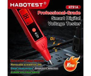 HABOTEST HT91A Lápiz Detector de Voltaje Digital, Electroscopio Inteligente, Detector de Líneas Eléctricas, Prueba Eléctrica Portátil Sin Contacto HT91A