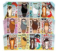 Hacer un caballo pegatinas hojas clásicas DIY hacer una cara rompecabezas pegatina diversión actividad artesanal para niños recompensas bolsas de regalos rellenos 6 hojas B