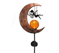 Hada de jardín en la luna, farola solar con esfera de cristal, 99 cm