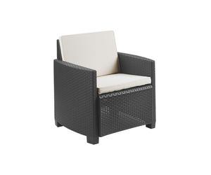 HäusbedConfortSL- Butaca convertible en Sofa Exterior - Siracusa - Gris-Antrácita - Estilo Ratan - Set 2ud - Cojines Incluidos - 63x58x74cm Grey-anthracite Setx2-cushions