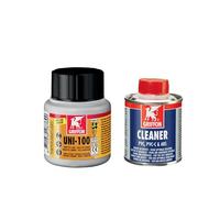 HAF - Pegamento Griffon PVC-U Uni-100 en tubo de 125 ml + limpiador Griffon PVC de 125 ml | Adhesivo especial adecuado para montaje de tubos de PVC, accesorios y válvulas de bola | Limpiador especial