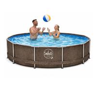 HAF® Swing Metal Frame Piscina con dimensiones 305 x 76 cm | Gris con aspecto ratán | Capacidad de agua aprox. 4.500 litros | Piscina de alta calidad | Piscina de jardín/piscina sin suelo
