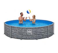 HAF® Swing Metal Frame Piscina con dimensiones 366 x 91 cm, efecto piedra natural, capacidad de aprox. 8.300 litros, piscina de alta calidad, piscina de jardín sin bomba de filtro