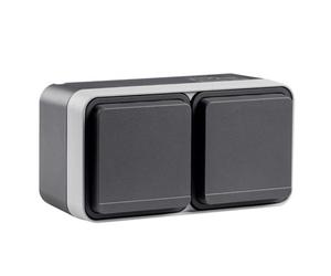 Hager 2 tomas Schuko horizontales - gris - WNC164