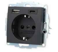 Hager 48041606, Toma Schuko/USB C, S.X/B.X, Antracita (EAN 4011334528302)