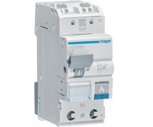 Hager AFDD m.LS 1P+N 6kA B-16A ARC916D 2M: Disyuntor diferencial multifuncional con protección contra arco eléctrico y función de desconexión por incendio