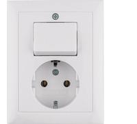 Hager Berker Interruptor Combinado Toma de Corriente Blanco Polar Brillante - 6143568949