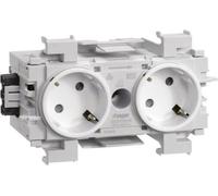 Hager GS20119016: Enchufe doble, ángulo de 45°, con sistema de sujeción frontal, color gris