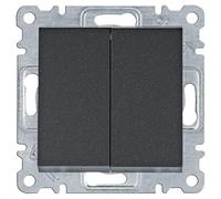 HAGER (KNX+DOM) - Conmutador doble, serie lumina de hager, mecanismo con teclas, con bornes de tornillos, negro