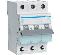 Hager Interruptor magnetotérmico MBS332 – 3 polos, 32 A, curva B, 3 módulos