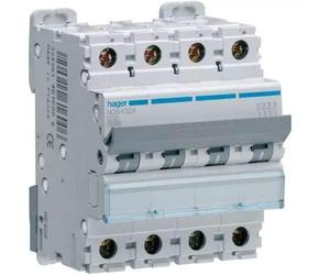 Hager NCN425A Interruptor Automático Magnetotérmico Serie N, 4P, 25A, curva C, 10/15kA