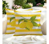 HAGOT 2 Pcs Funda de Cojines Exterior Impermeable, Cojín Cubierta con Cremallera Oculta, para Jardin Oficina Salon Balcón Sofá, 40x40 cm, Amarillo