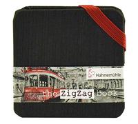 Hahnemühle Mini Zig-Zag Book - Cuaderno de bocetos (5 x 5 cm), color blanco natural, con elástico rojo