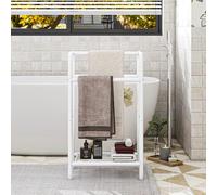 HAHRIR Porta toallas de 3 niveles en metal, pequeño toallero independiente para el baño, ahorro de espacio, dormitorio, baño, piscina, estante expositor (blanco, 43 x 27 x 76 cm)