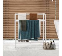 HAHRIR Toallero Metálico de 3 Niveles, Pequeño Toallero Independiente para Baño, Ahorro de Espacio, Dormitorio, Baño, Soporte de Exhibición para Piscina (Blanco, 70 x 27 x 76 cm)