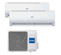 Haier - Kit multi split Geos R 25+35 (2x1) aire acondicionado inverter con Wi-Fi hOn, flujo Coanda y autolimpieza para 37-46 m²