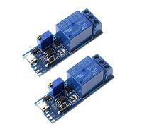Hailege 2pcs Interruptor de retardo de tiempo de disparo Módulo de relé Control de retardo de tiempo ajustable Relé de retardo de voltaje amplio DC 5V-30V Fuente de alimentación Micro USB