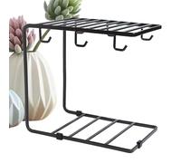 Hailerio Portavasos De Café,Soporte Para Tazas De Café Encimera - 6 ganchos, estante para tazas moderno de 2 niveles,Estante para almacenamiento de platos con colgador de tazas, soporte para tazas de