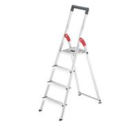 Hailo L51 Escalera de tijera de seguridad de 4 peldaños en aluminio
