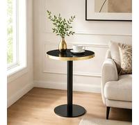 HAINEW HD26070805 - Mesa de comedor pequeña redonda con patas metálicas redondas, mesa de café moderna, mesita de noche, mesa de centro, 60 × 60 × 74 cm, HD26070805 (negro + negro)