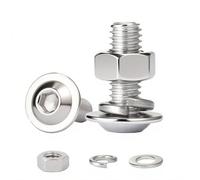 HAISHANG 10 Piezas M5x20mm Juegos de Tornillos con Hexágono Interior de Cabeza Plana, Tornillos de Máquina con Brida de Acero Inoxidable con Tuercas Hexagonales y Arandelas Elásticas