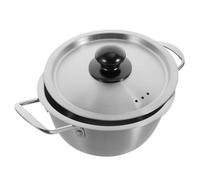 HAKIDZEL 1juego Olla de Acero Inoxidable para Sopa y Fideos Instantáneos Cazo Doble Asa Tapa Apta para Camping Oficina y Hogar Fácil de Limpiar Versátil para Ramen y Sopas