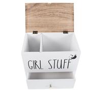 HAKIDZEL Caja de Almacenamiento de Madera Blanco con Tapa Organizador de Baño Diseño Moderno y Capacidad Grande para Productos Femeninos y Toallas Sanitarias para Baño Pequeño