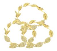 HAKIDZEL Diadema Dorada de Hojas para Novia y Dama Especial, Tocado Cómodo y Llamativo de Tela Diseño Único para Fiestas y Halloween, Pack de 3 Piezas