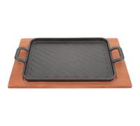 HAKIDZEL Plancha de Hierro Engrosada Rectangular 1 Juego Asas | Madera y Hierro, Buena Conductividad Térmica, Fácil de Guardar, para Asar y Cocinar Carne