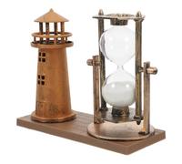 HAKIDZEL Reloj de Arena Multifunción Vintage Base de Plástico y Diseño de Faro en Color Cobre Antiguo, Adorno Artesanal para Decoración de Escritorio y Centro de Mesa en Sala de Estar