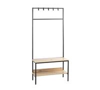 HAKU Armario de pie roble claro, negro, MDF, Metal - Dim.: An 80 x Al 180 x P 35 cm, Estilo: Moderno
