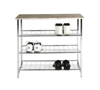 HAKU Banco para Zapatos Cromo, Roble trufado, MDF, Metal - Dim.: AN 86 cm x AL 81 cm x P 28 cm, Estilo: Moderno