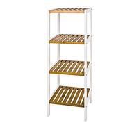 HAKU Estante Natural, Blanco, Bambú, MDF - Dim.: AN 35 cm x AL 112 cm x P 33 cm, Estilo: Escandinavo