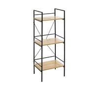 HAKU Estante Roble Claro, Negro, MDF, Metal - Dim.: An 34 x Al 96 x P 27 cm, Estilo: Moderno