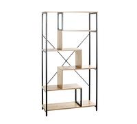 HAKU Estante roble claro, negro, MDF, Metal - Dim.: An 84 x Al 163 x P 35 cm, Estilo: Moderno