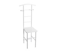 HAKU Galán de noche mayordomo de ropa con asiento blanco metal - Medidas: An 46 x Al 109 x Pr 46 cm, Estilo: moderno