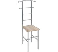 HAKU galán de noche Muebles Valet de caballero como silla, sirviente silencioso, asiento de aluminio, roble, MDF metal - Medidas: Ancho 46 x Alto 109 x Profundidad 46 cm, Estilo: Moderno