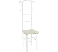 HAKU galán de noche Silla valet de hombre Silla de vestidor valet mudo con asiento de roble, blanco, MDF, metal - Medidas: Ancho 46 x Alto 119 x Profundidad 50 cm, Estilo: Moderno
