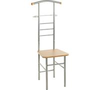 HAKU galán de noche valet de hombre con asiento, sirviente silencioso con asiento de aluminio, haya, MDF, metal - Medidas: Ancho 46 x Alto 119 x Profundidad 50 cm, Estilo: Moderno