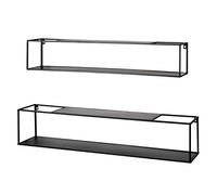 HAKU Juego de 2 estantes de pared negro, metal, metal - Dim.: AN 85/95 cm x AL 17/20 cm x P 17/20 cm, Estilo: Moderno