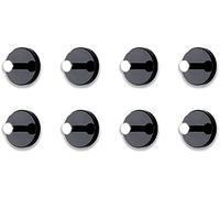 HAKU Juego de 8 perchas cromo, negro, MDF, metal - Dim.: P 5,00 cm x diámetro 7,00 cm, Estilo: Moderno