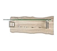 HAKU Perchero de Pared Acero Inoxidable, Roble Claro, MDF, Metal - Dim.: AN 75 cm x AL 29 cm x P 22 cm, Estilo: Moderno