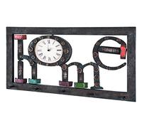 HAKU Perchero de pared colgador riel de ganchos con motivo de estilo vintage de MDF marrón con aspecto vintage y metal lacado en negro, Medidas: An 70 cm x Al 35 cm x Pr 8 cm, Estilo: industrial