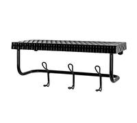 HAKU Perchero de pared con repisa - Barra con ganchos de tubo de acero, con recubrimiento en polvo negro mate, con 3 ganchos, dim.: An 42 cm x Al 19 cm x Pr 16 cm, estilo: moderno