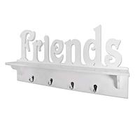 HAKU Perchero de pared cromo, blanco, MDF - Dim.: AN 60 cm x AL 30 cm x P 9 cm, Estilo: Moderno