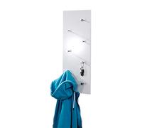 HAKU Perchero de Pared Cromo, Blanco, MDF, Metal - Dim.: AN 80 cm x AL 30 cm x P 6 cm, Estilo: Moderno