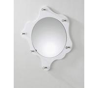 HAKU Perchero de Pared Cromo, Blanco, MDF, Metal, Espejo - Dim.: P 5 cm x diámetro 56 cm, Estilo: Moderno